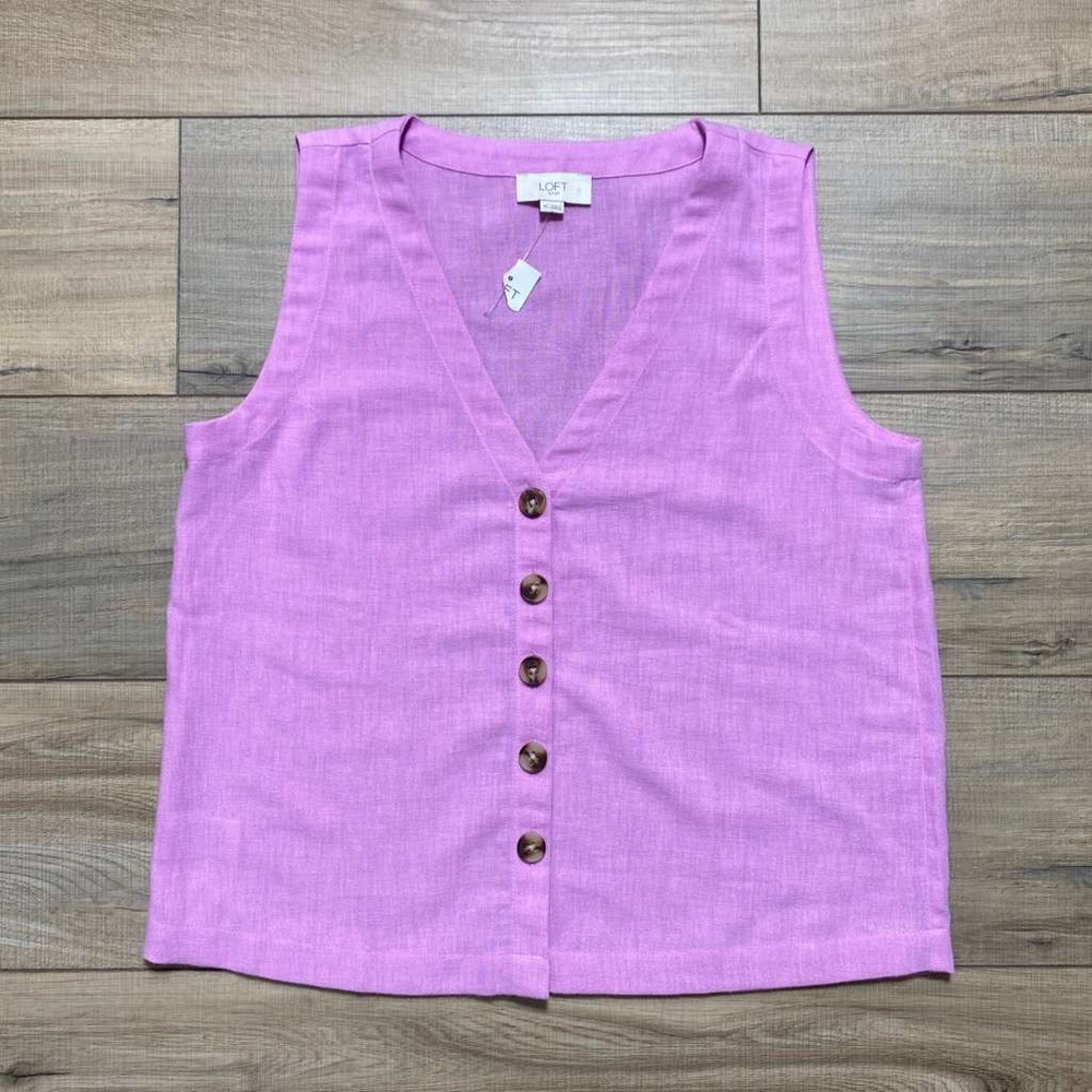 Loft Outlet Women V-neck Button Front Vest Size XS Electric Lavender‎
